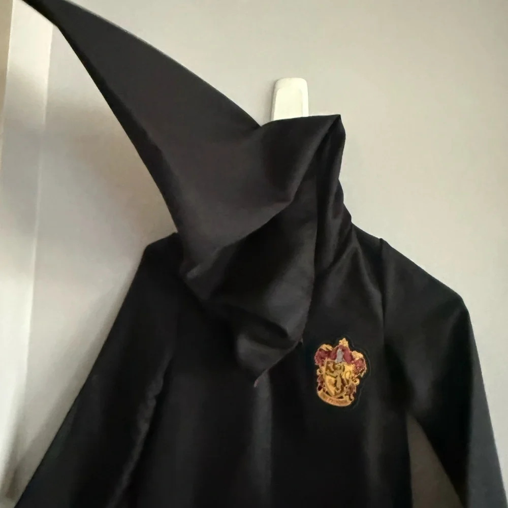 Harry Potter Gryffindor Wizard Robe Kids Costume Black Hooded Cloak Wizarding